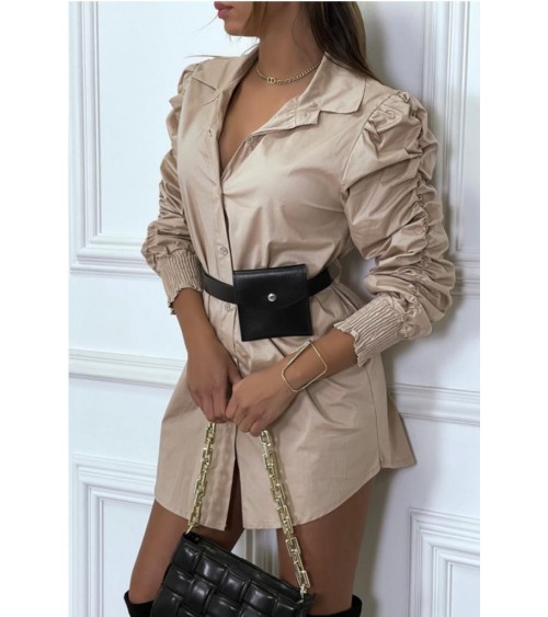 Robe chemise beige