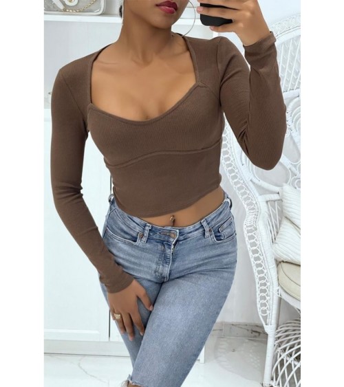 Crop top marron